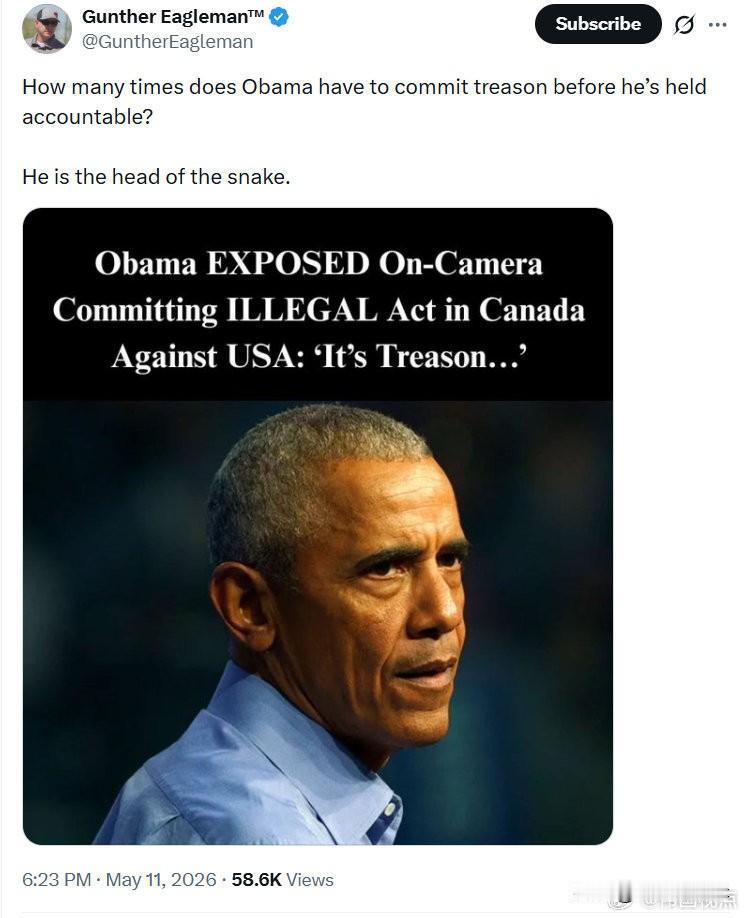 奥巴马要犯多少次叛国罪，才会被追究责任？
 
他就是那条蛇的头（幕后主使）。
