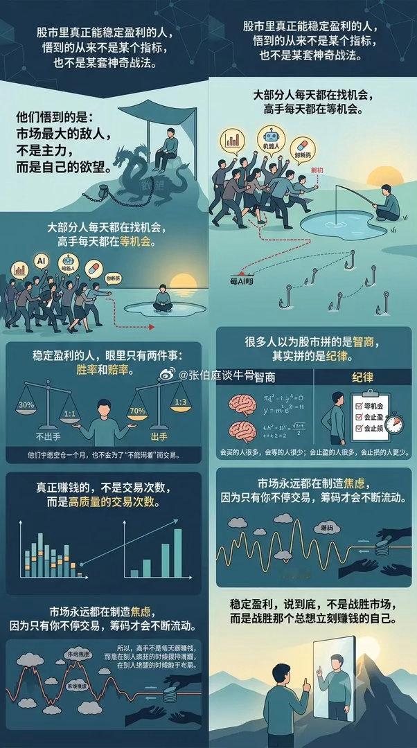 股市里真正能稳定盈利的人，悟到的从来不是某个指标，也不是某套神奇战法。他们悟到的