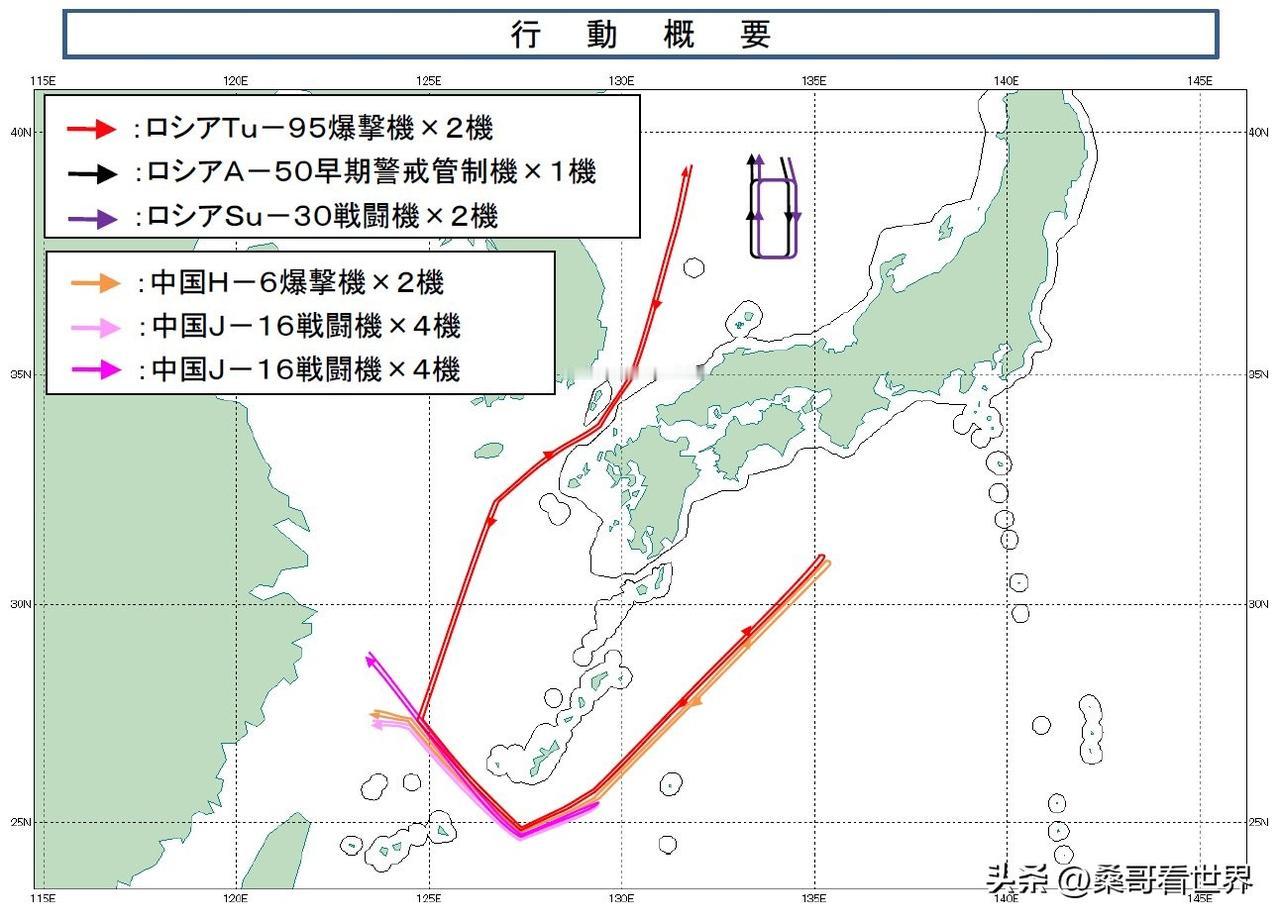 根据日本防卫部门报道，周二上午至傍晚，俄罗斯可搭载核武器的两架图-95轰炸机在日