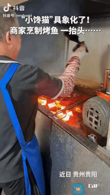 贵州贵阳一家街边烤鱼铺，最近火遍网络。就因为一幕特别温馨、又特别搞笑的画面，看一