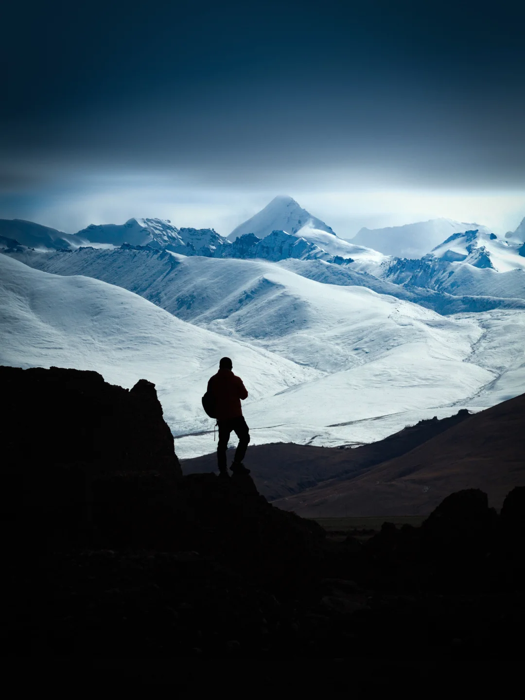 站在喜马拉雅山脚下