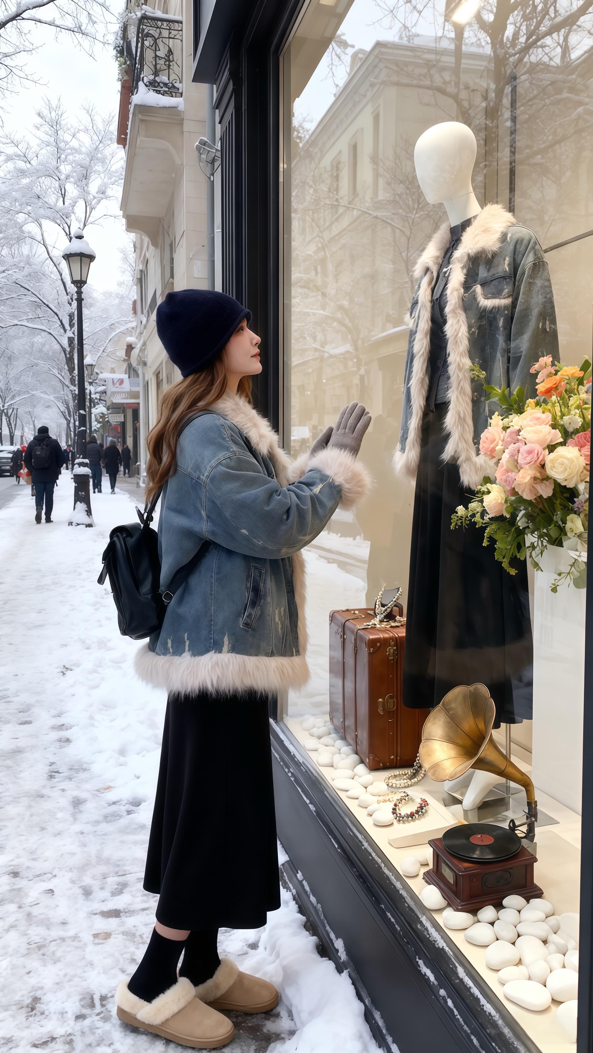 雪天里的牛仔暖梦：她把复古穿成了冬日顶流。初雪铺满街巷时，苏晴的目光落...