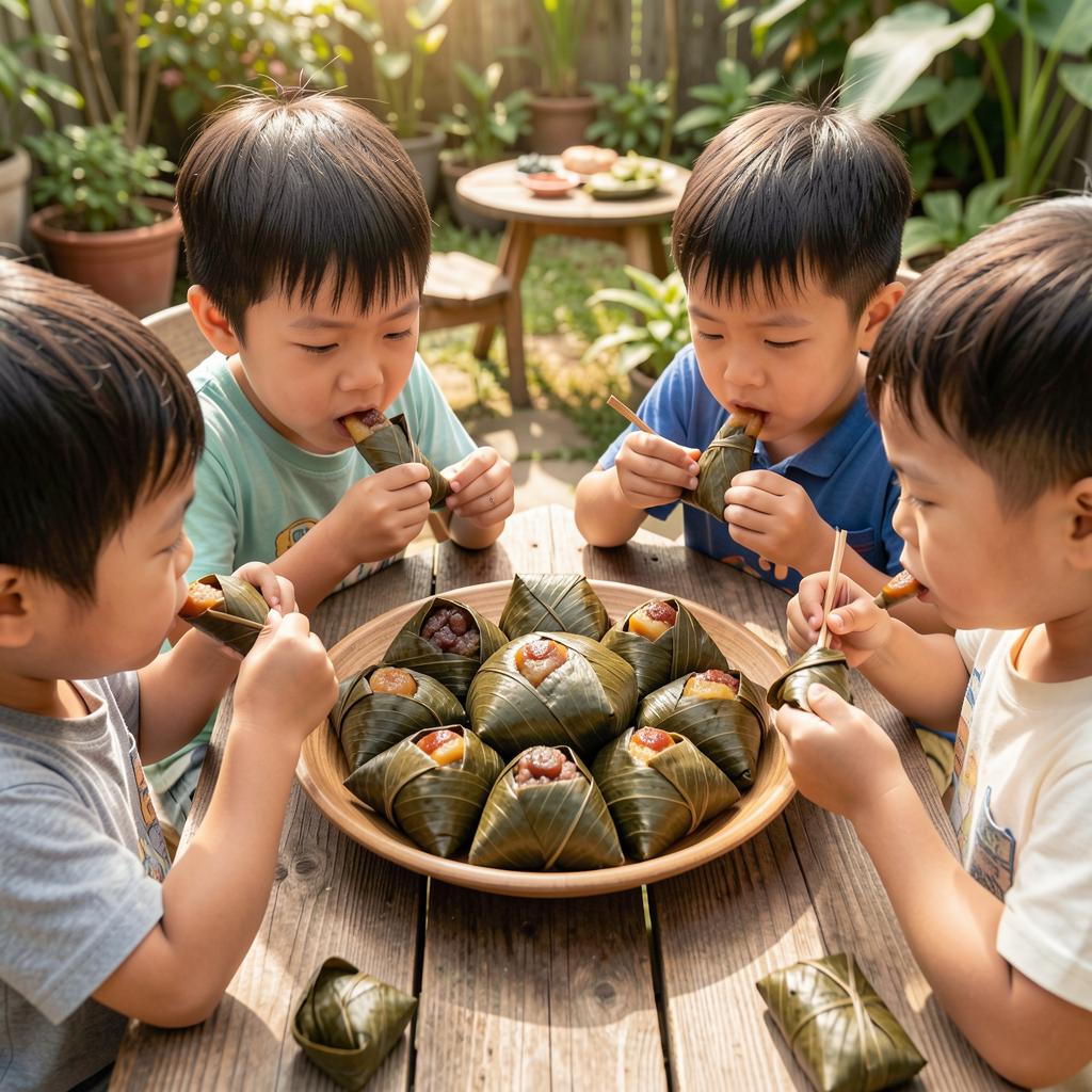 甜粽软糯，豆沙蜜枣裹着清香；咸粽油润，蛋黄鲜肉满口回甘。南北风味各有千秋，何必非