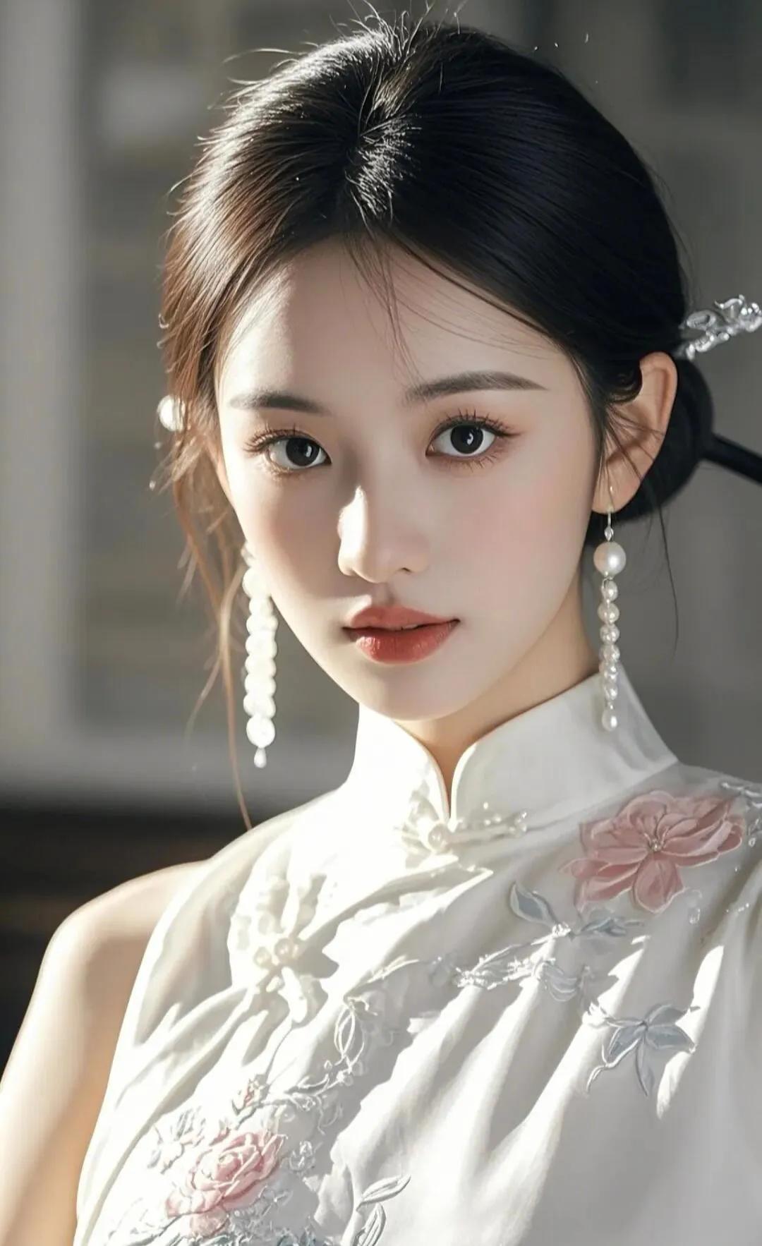 古典美人，白衣飘飘，宛如画中仙。