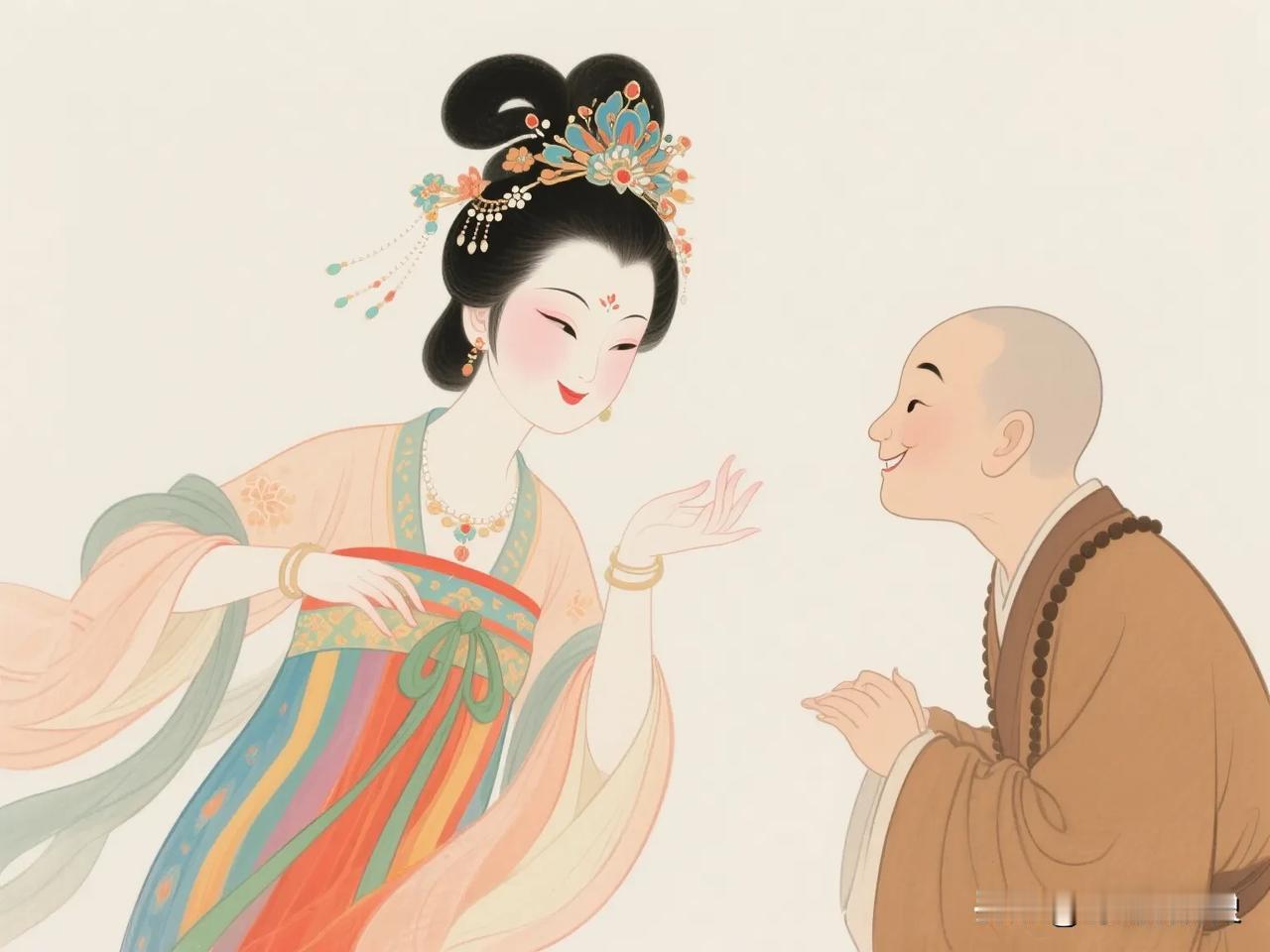 苏东坡和佛印和尚吃饭喝多了，对宴席中最美艳的一个歌伎说：“和尚喜欢你，今晚你好好