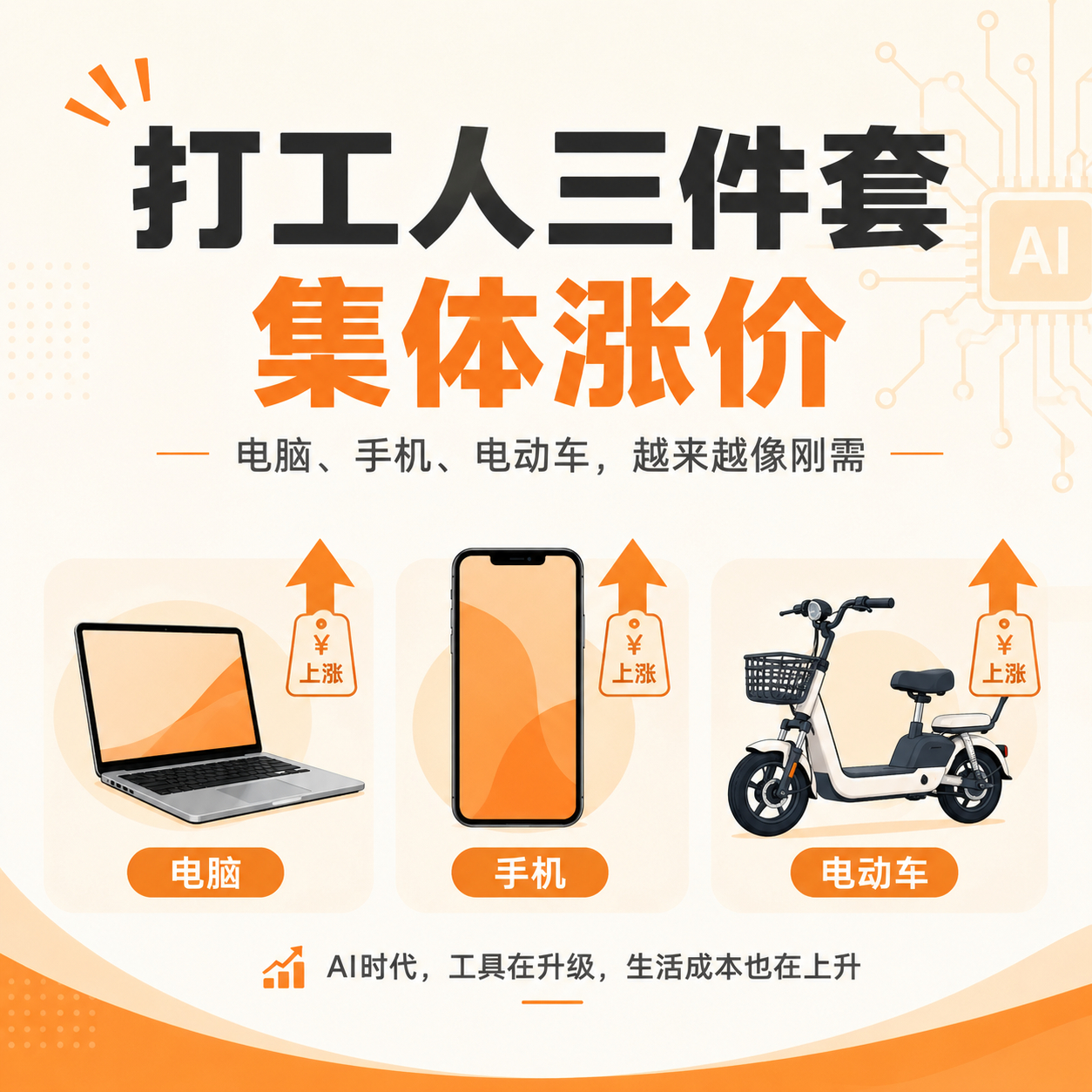 打工人三件套集体大涨价 以前是等等党永远赢，现在等等党有点坐不住了，甚至是等等党
