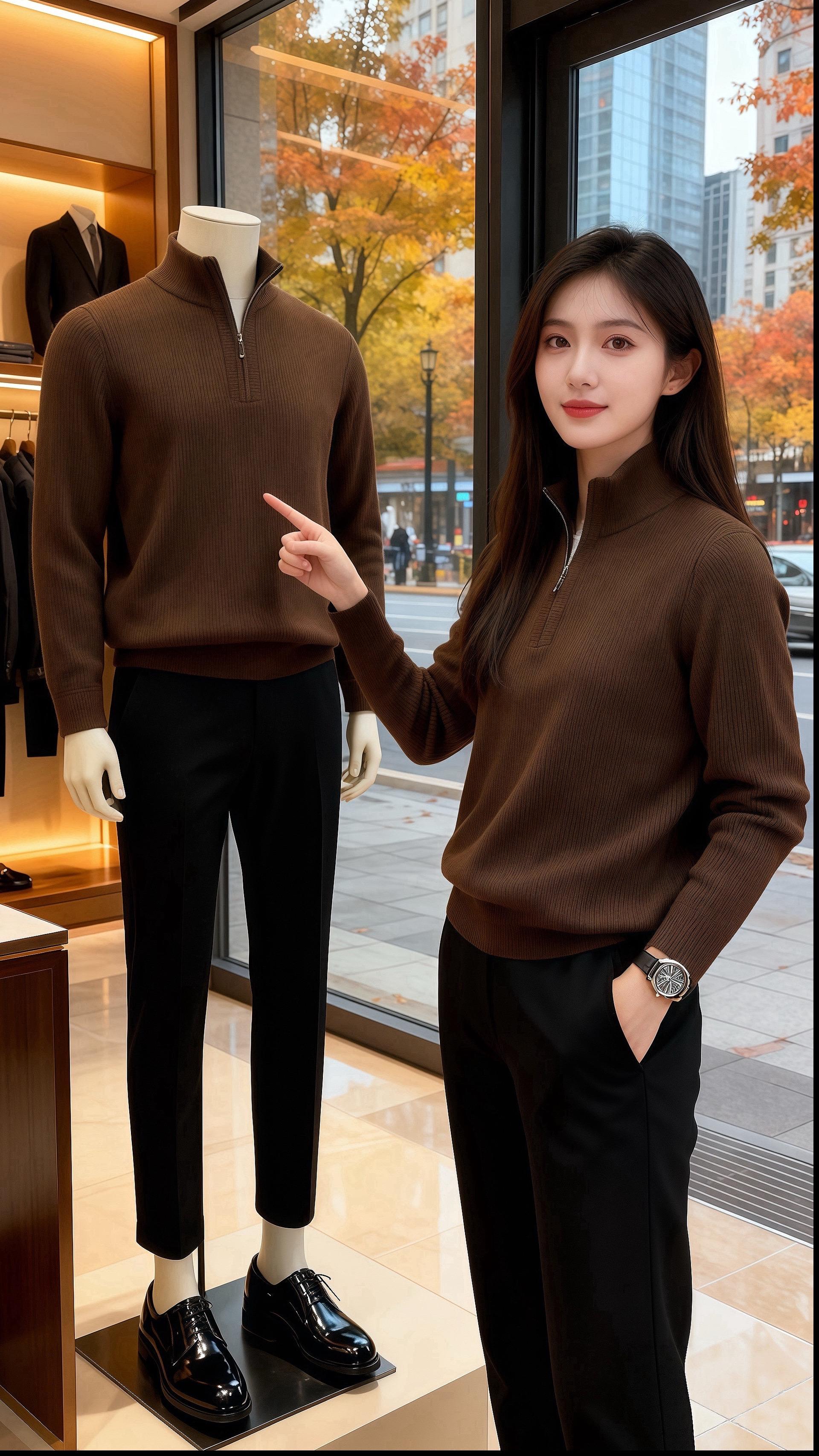 秋雨裹着焦糖香漫进橱窗时，许妍正蜷在米黄色沙发里翻杂志——棕咖色毛衣的...