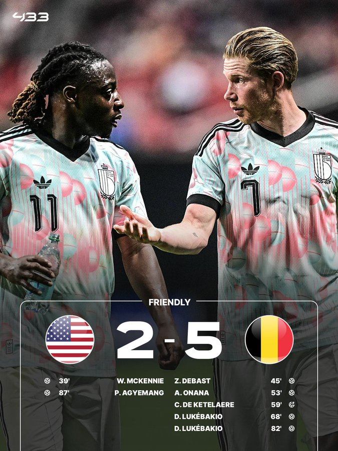 比利时5比2美国   进球大战！比利时5-2逆转美国，麦肯尼首开助美国领先，德巴