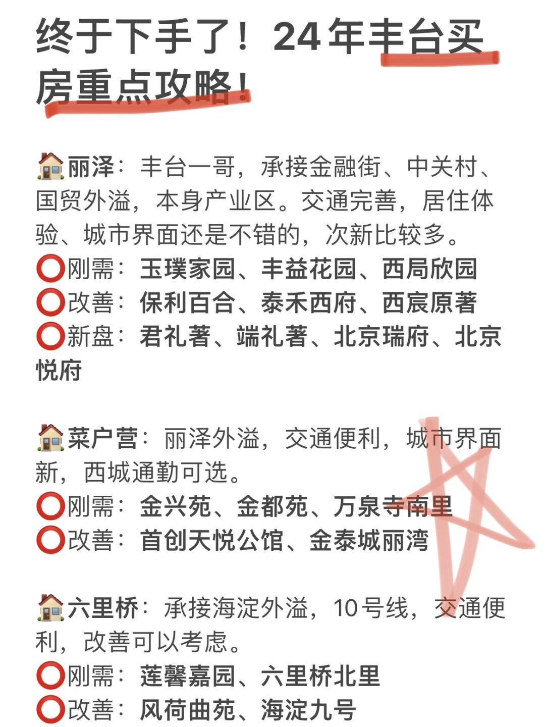 终于下手了！24年丰台买房重点攻略！