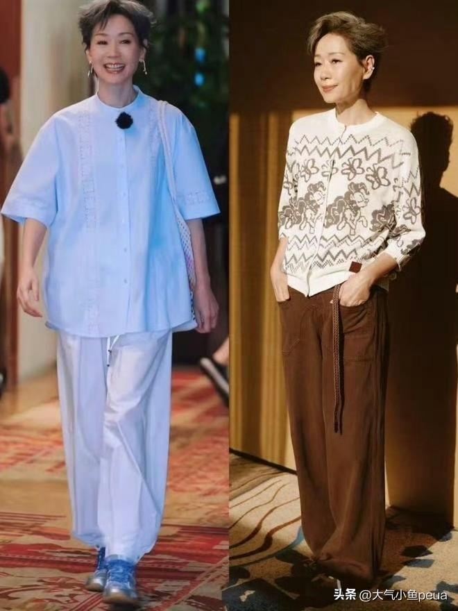 叶童真是把“舒服时髦”玩明白了！看她穿阔腿裤，从来不配小白鞋，换双尖头靴或乐福鞋