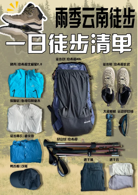 云南三天两夜徒步装备