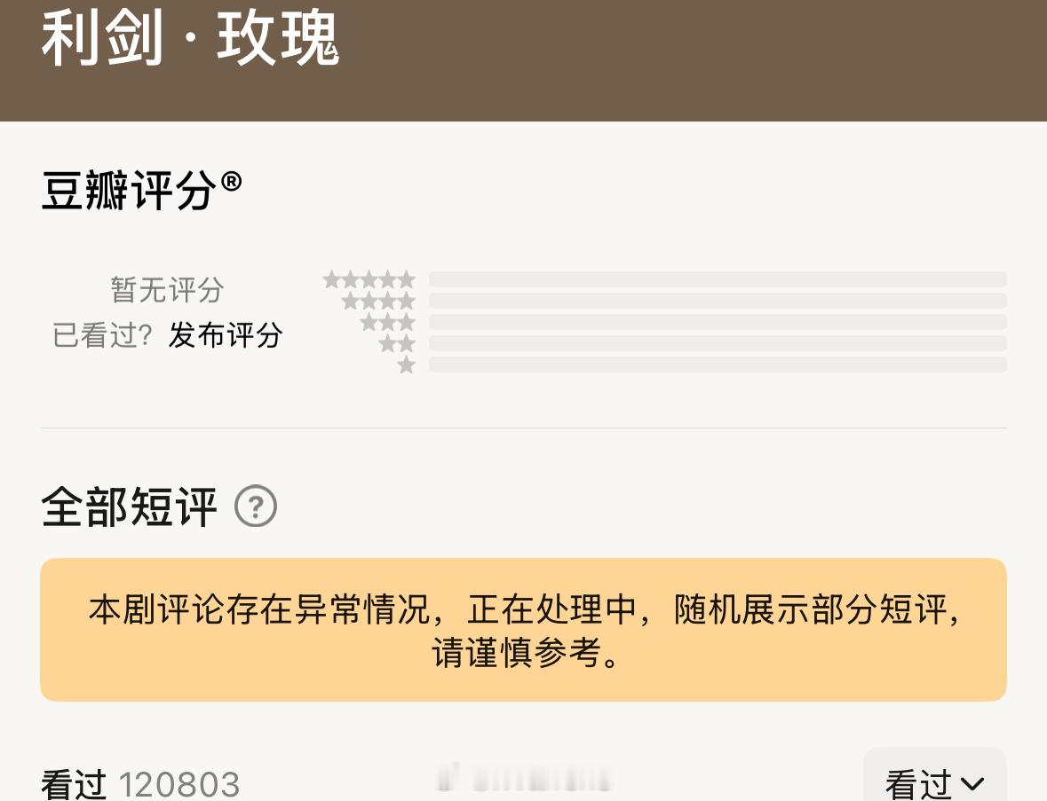 迪丽热巴新剧利剑玫瑰豆瓣显示：本剧评论存在异常情况……这发生什么了？[思考]利剑