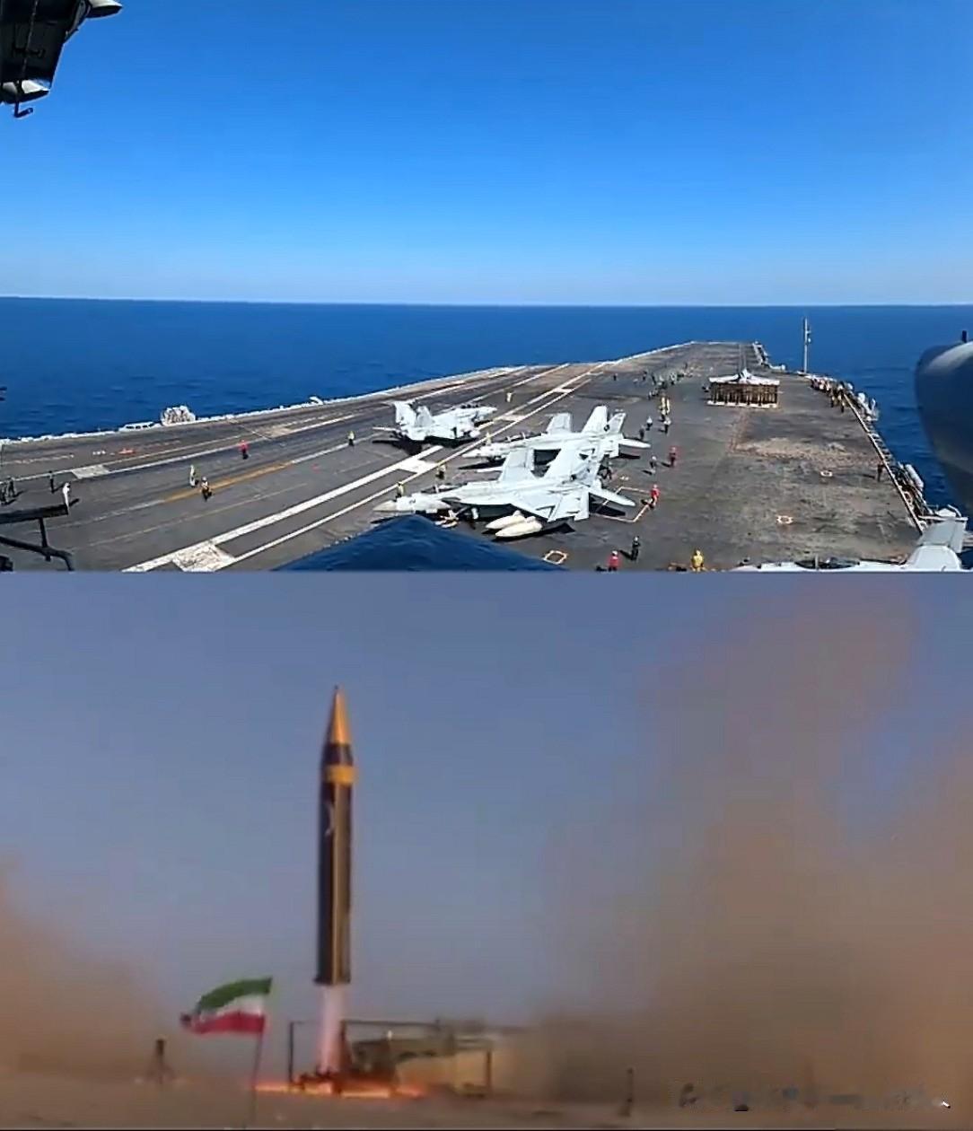 伊朗和美国几乎同时秀武力，一个秀林肯号航母甲板调度舰载机，一个秀新公开地下导弹基