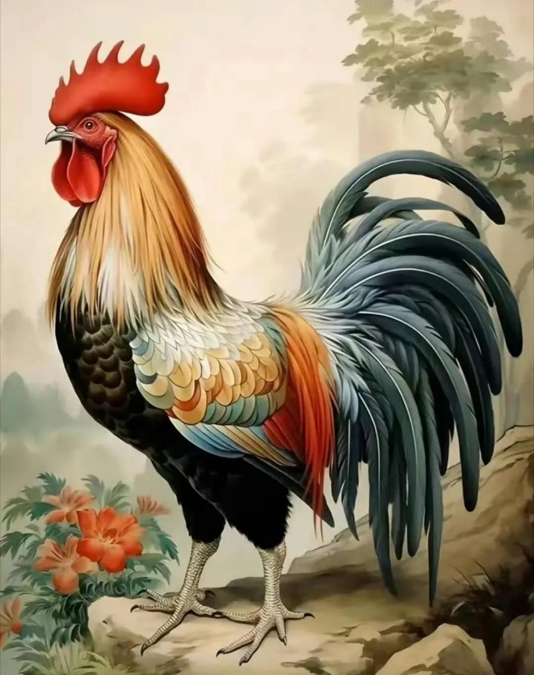 下面两个大公鸡，有一只是著名教授画的，一只是美术业余爱好者所画。
大家来分别一下