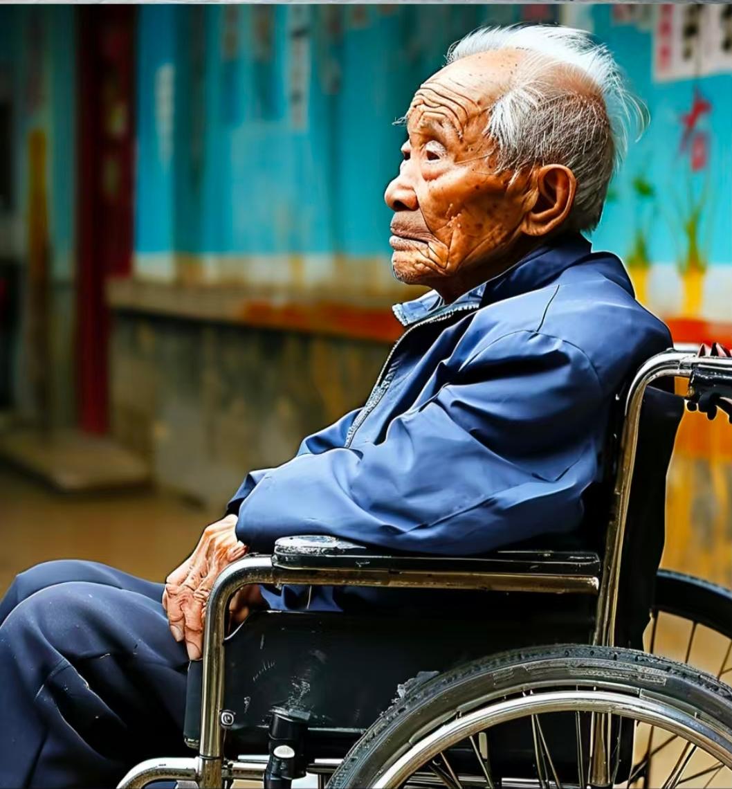 河南许昌，男子年轻时常年家暴妻子，老了被妻女送进养老院！他坐在轮椅上，一脸委屈地