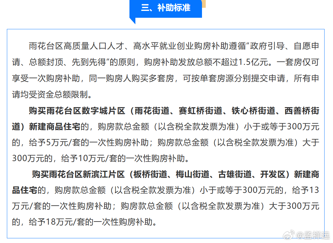 南京雨花台区继续发购房补贴，每套房补贴5-18万元，支持市民置业安家。补贴时间自
