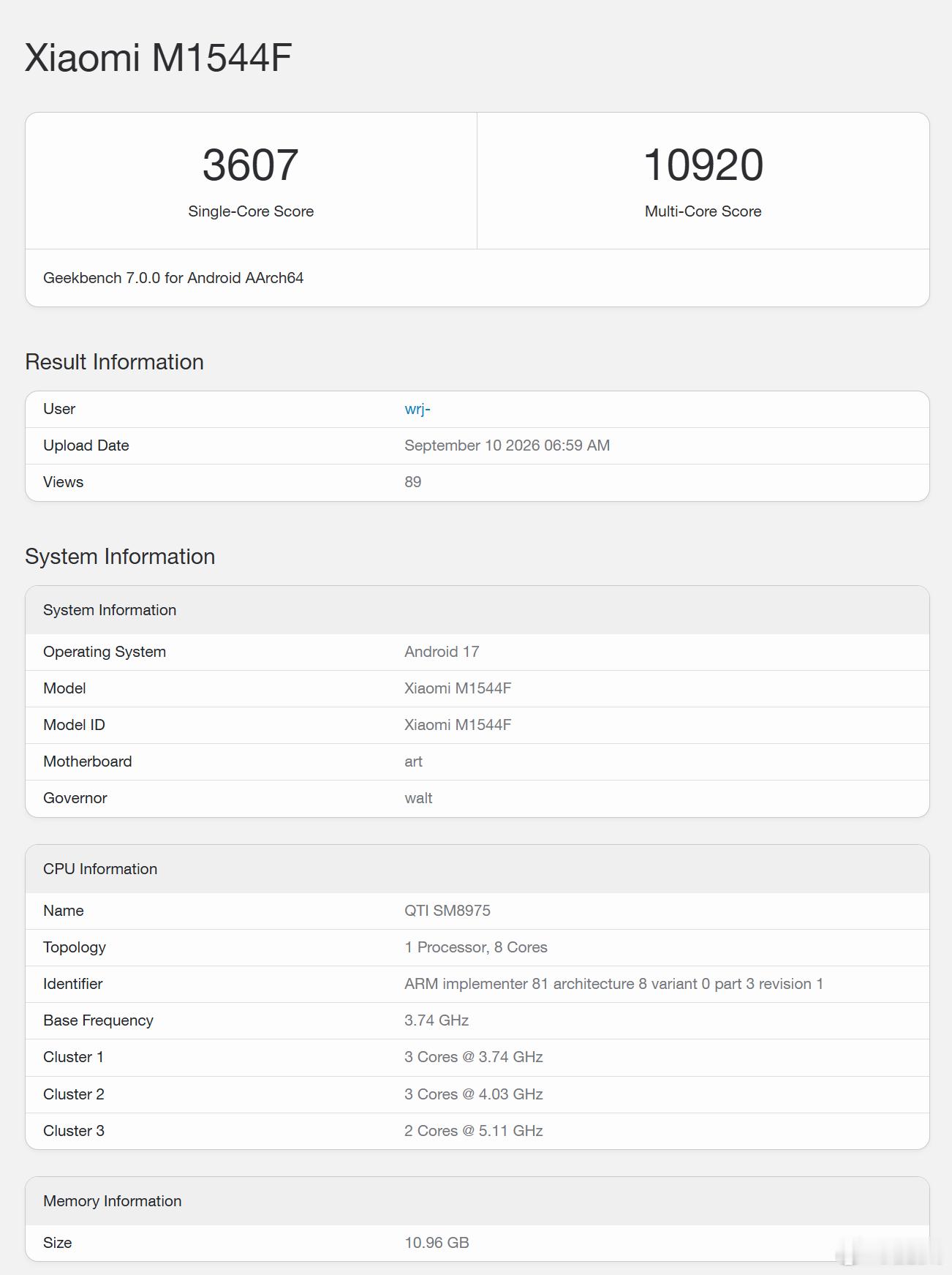 小米18 Pro Max的GB7单核上3600了 ​​​