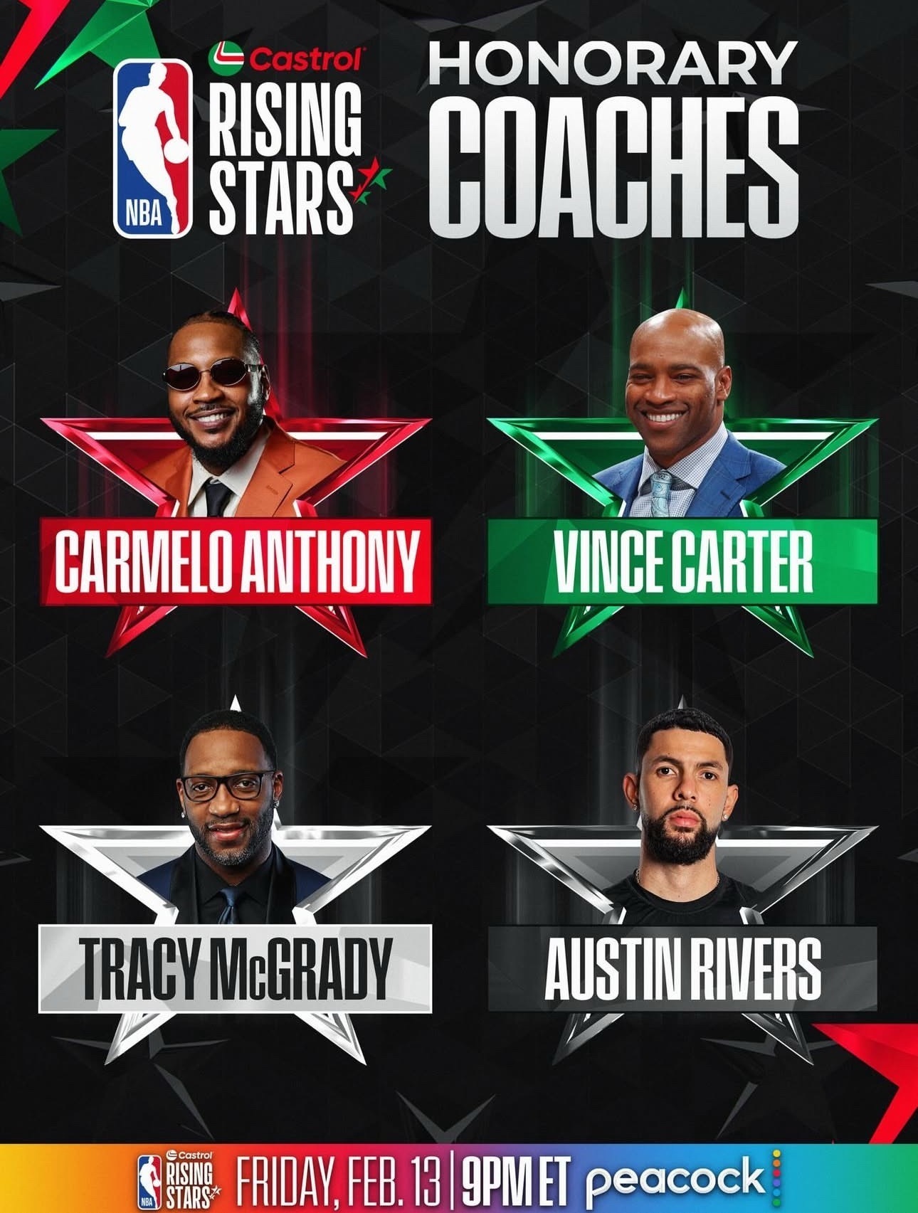 今年新秀赛四队教练确认：安东尼、卡特、麦迪、里弗斯。哪位会成为Coop的教练？弗