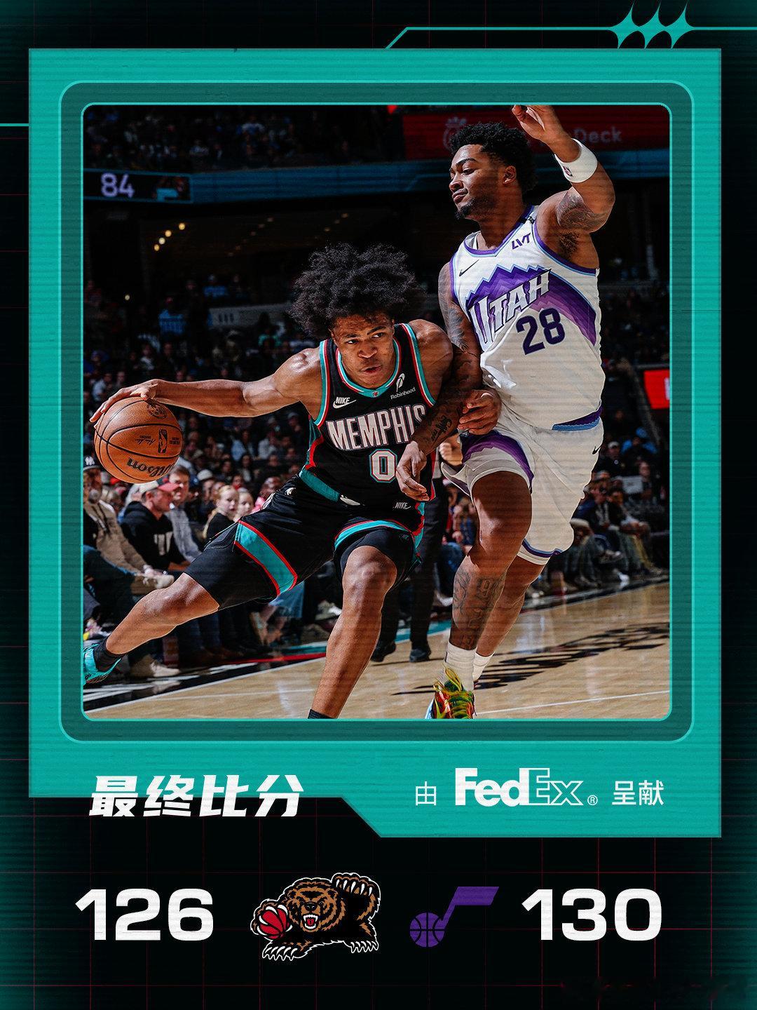 【最终比分】  cr：孟菲斯灰熊 