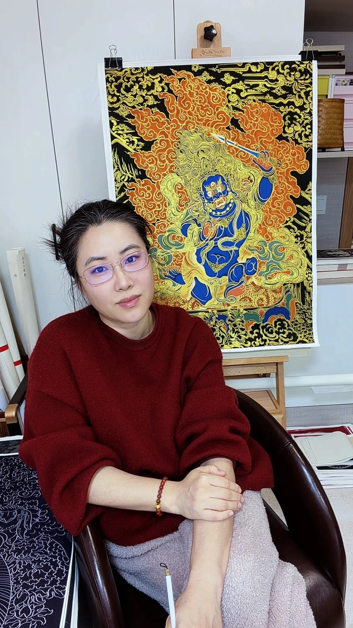 描金唐卡《不动明王》以“不动”之定力、“光明”之智慧、“王者”之威力...