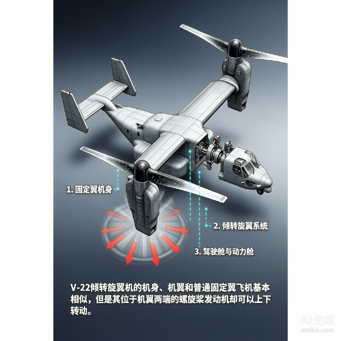 军事ai新视野 美国V-22“鱼鹰”倾转旋翼机V-22“鱼鹰”（Osprey）倾