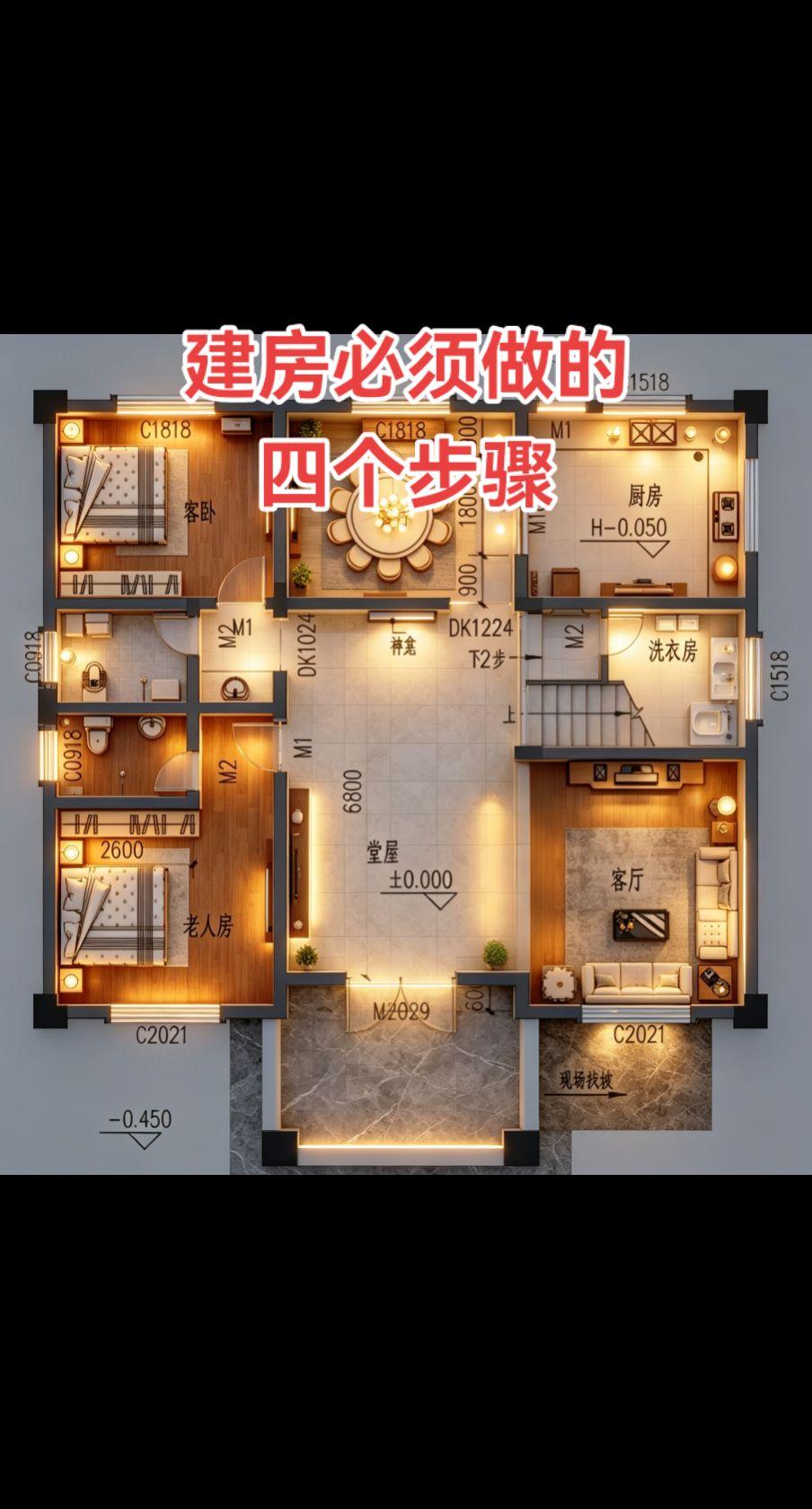 建房四个步骤，建议大家必须收藏。1.先到政府部门报建。2.和家人集思广益，确定最