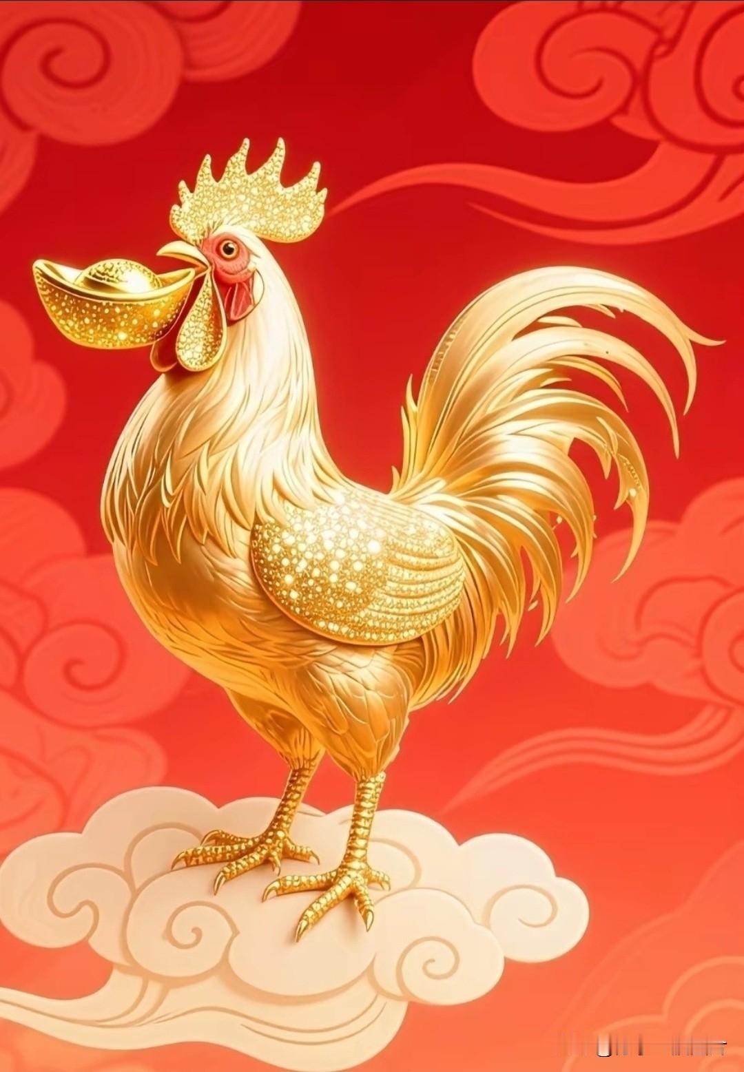 宝落金鸡口，财源年年有。