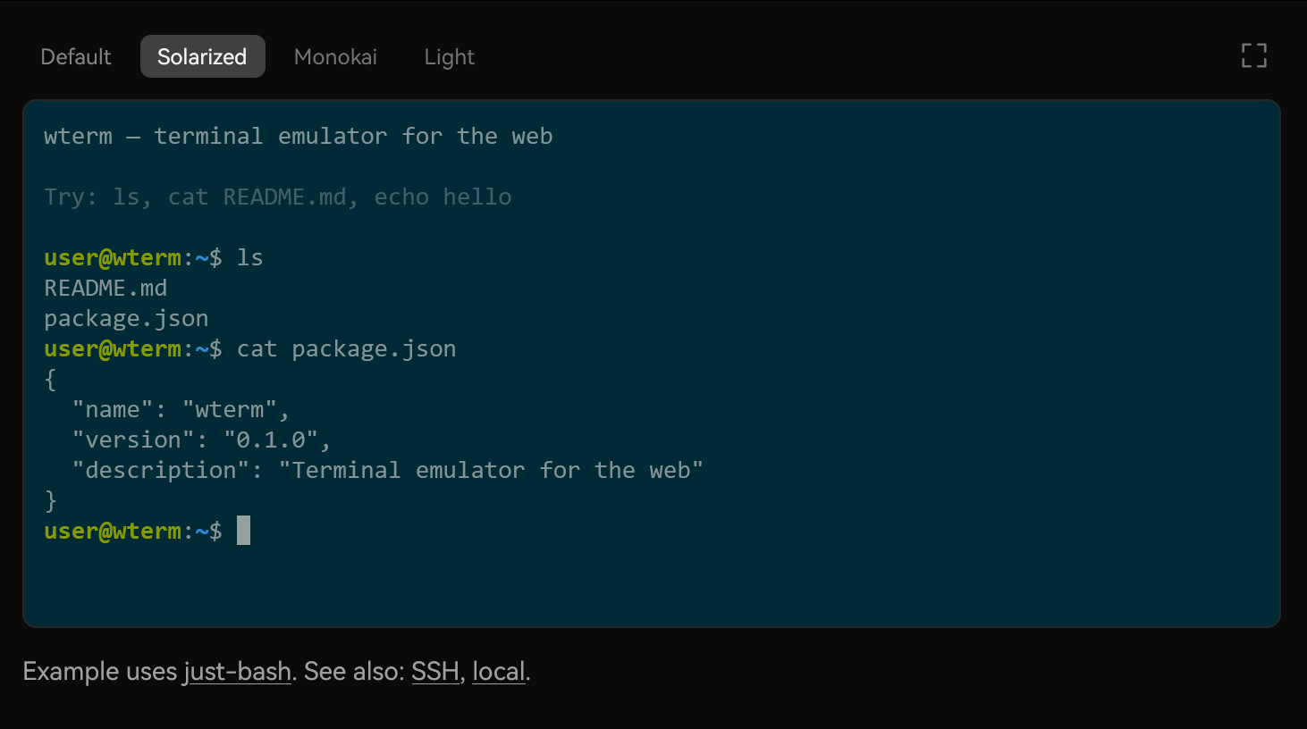 wterm.dev/Vercel搞的web端的终端模拟器，核心用 Zig 编写并