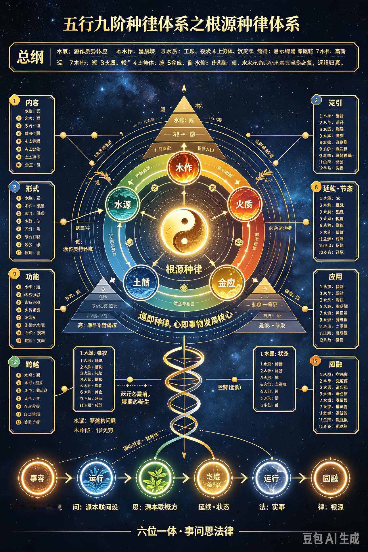 运用五行九阶种律体系推演。不用复杂的术语拆解，核心看五个成长维度的进阶节奏，对应