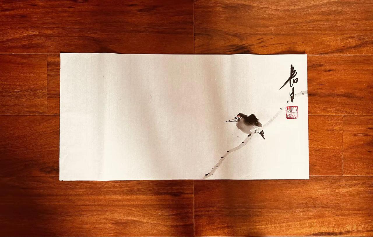 飞鸟和鱼 水墨虾画法 国画传承 书画创意新玩法