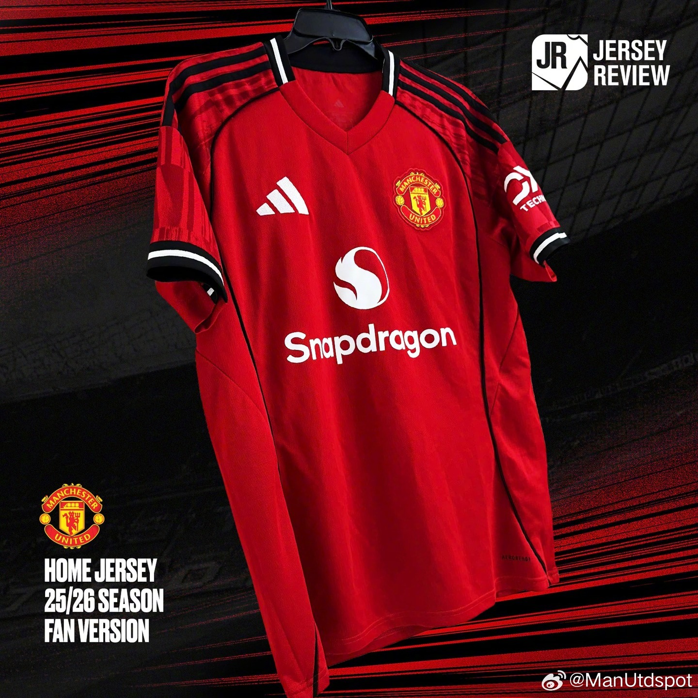 🔴⚫Jerseyreview发布的曼联下赛季主场球衣新谍照一组📷球迷版球衣，
