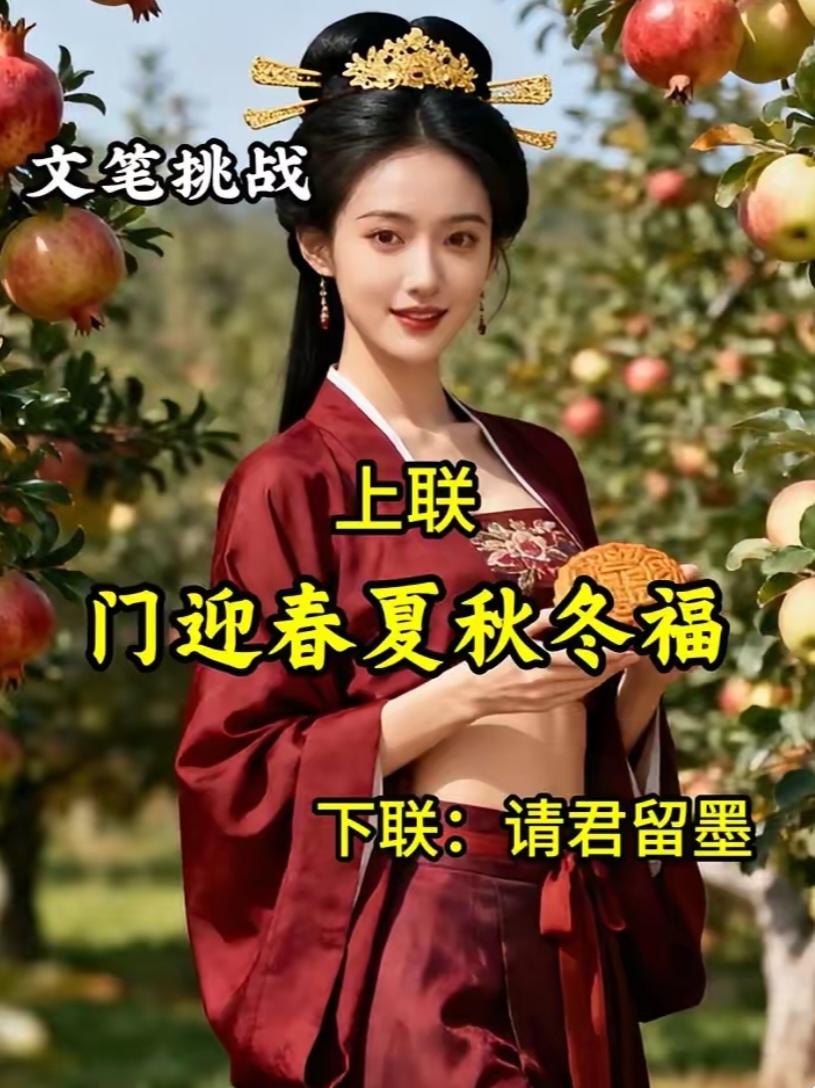 〔看图对下联〕
图中画面太美啦！
美女挑战对对联；
永交文笔挑战者；
就等你来把