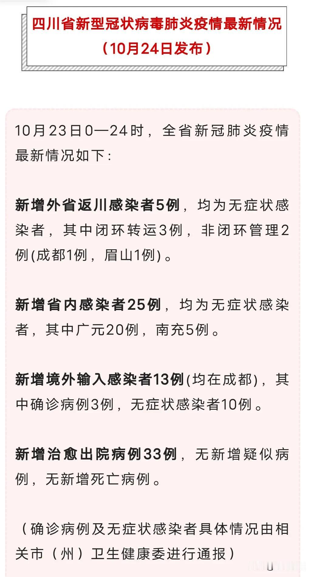 四川省新型冠状病毒肺炎疫情最新情况，10日23日新增省内感染者25例，广元20例