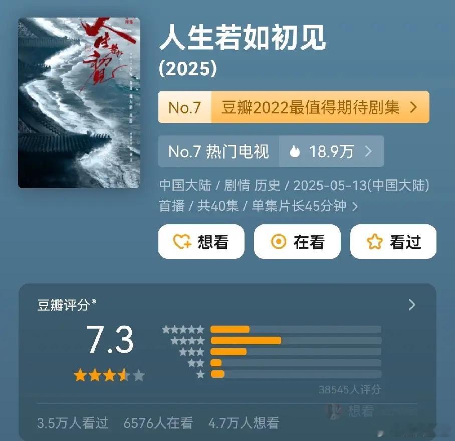 《人生只若初见》评分7.3，李现宣传这么卖力，以后很难有这类型的剧了。男女主都不