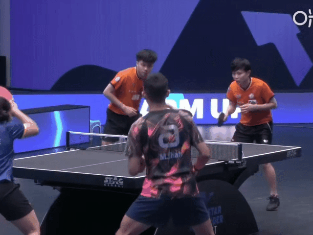 2025WTT马斯喀特球星挑战赛练球的时候林昀儒一球拉郑怡静脸上了下一球静姐又差