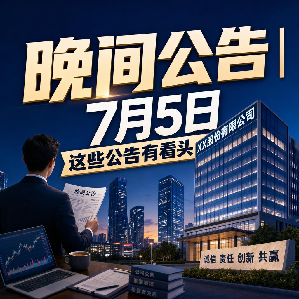 很多人以为晚间公告都是些流水账，看看就过，其实里面藏着不少硬信号。
7月5日这波