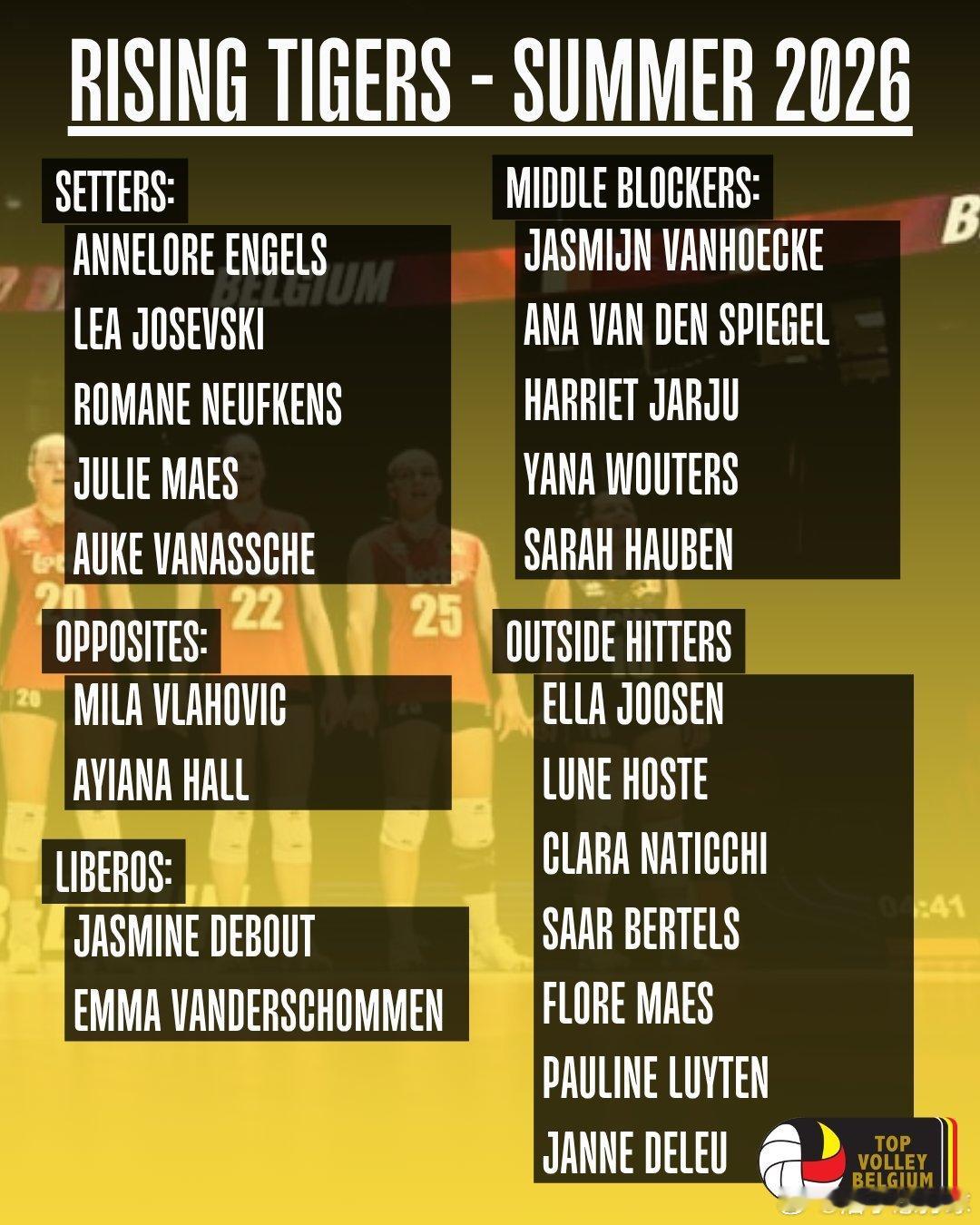 【比利时女排公布2026年大名单】国际排坛动态 比利时女排官宣了今年的国家队大名