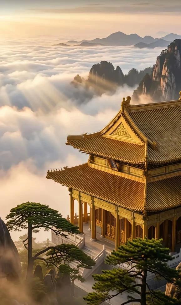 上联：金楼倚岳凌云海
下联：亦真亦幻似瑶台