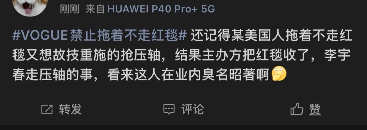 VOGUE盛典 GQ味儿网友说拖着不走的美国人是谁呀？[思考]好像就刘亦菲是美国