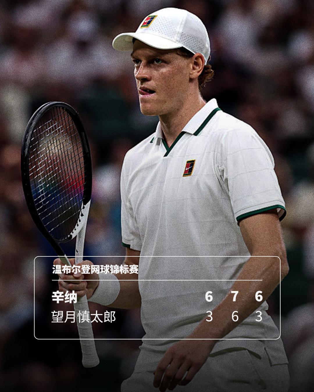 连续五年晋级八强💪温网2026 男单第四轮，卫冕冠军辛纳以6-3 7-6(0)
