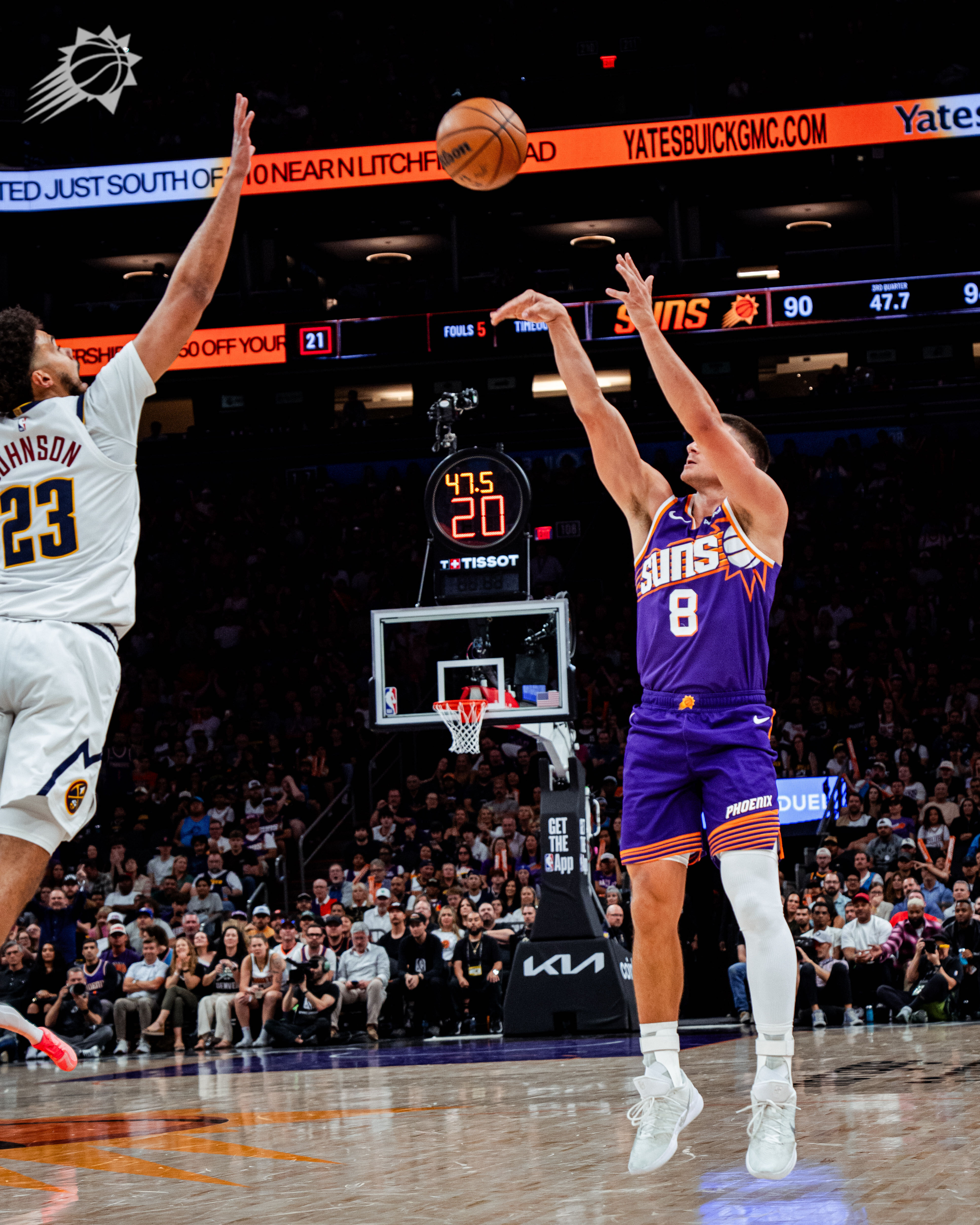 阿伦抢断后，追身三分也有！！分差来到一分，状态来啦 🔥菲尼克斯太阳 ｜旭日东升