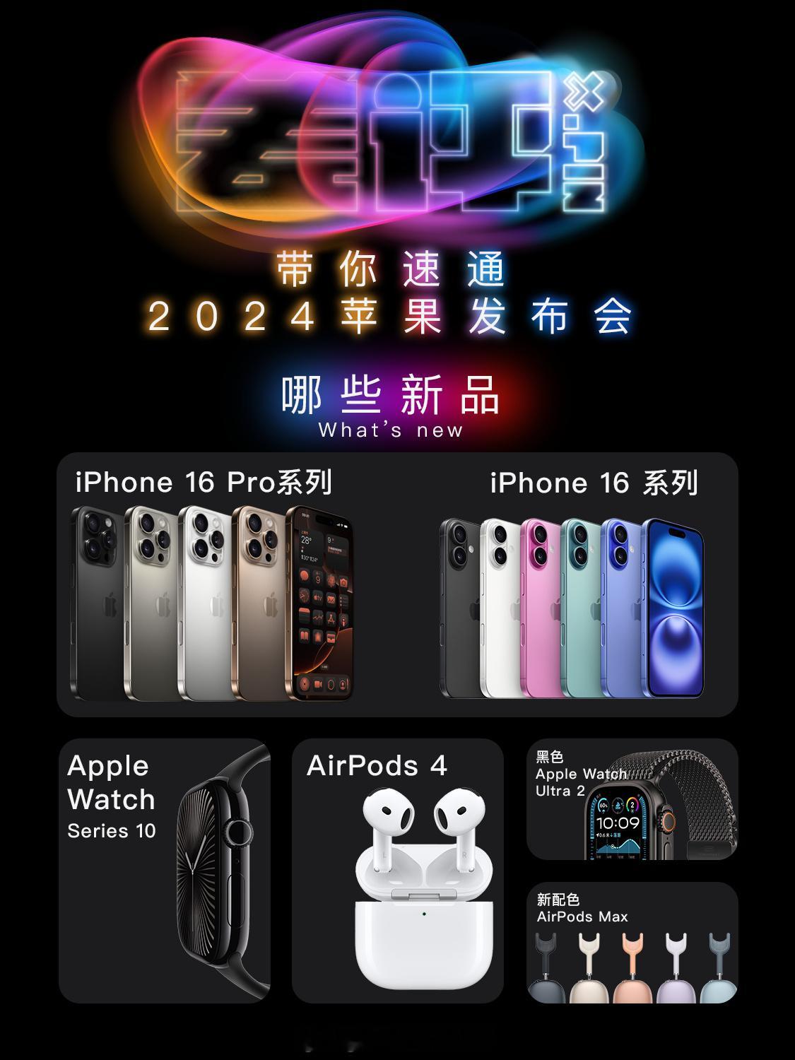 #苹果发布会# 今天苹果都更新了什么新品？看完这几张图就全知道了。#苹果发布会有