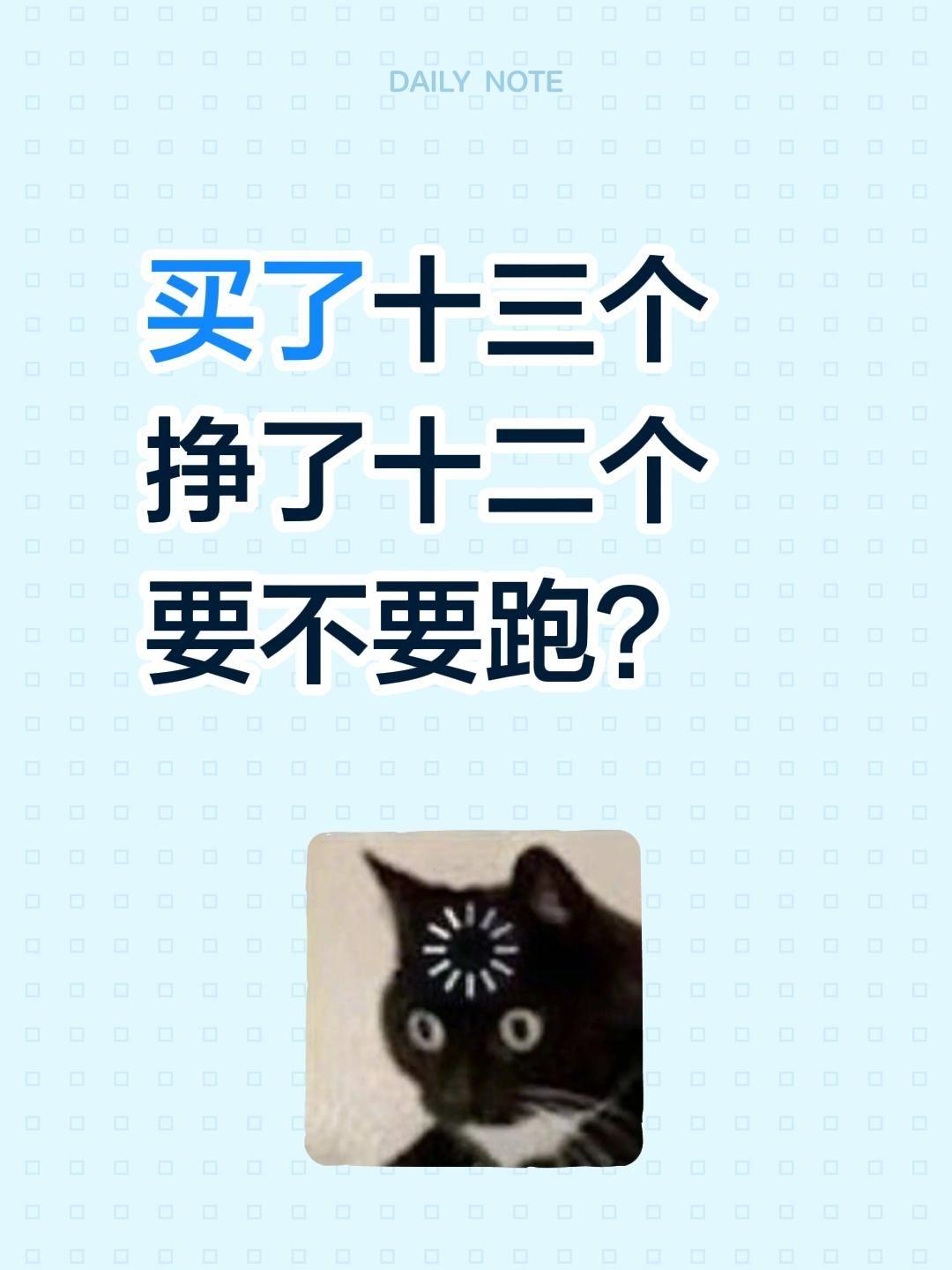 买了十三个
挣了十二个
要不要跑？买股票
