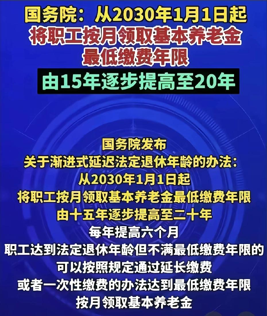 养老保险最低缴费年限要变了！以前交满15年就能领养老金，以后得交20年。

具体