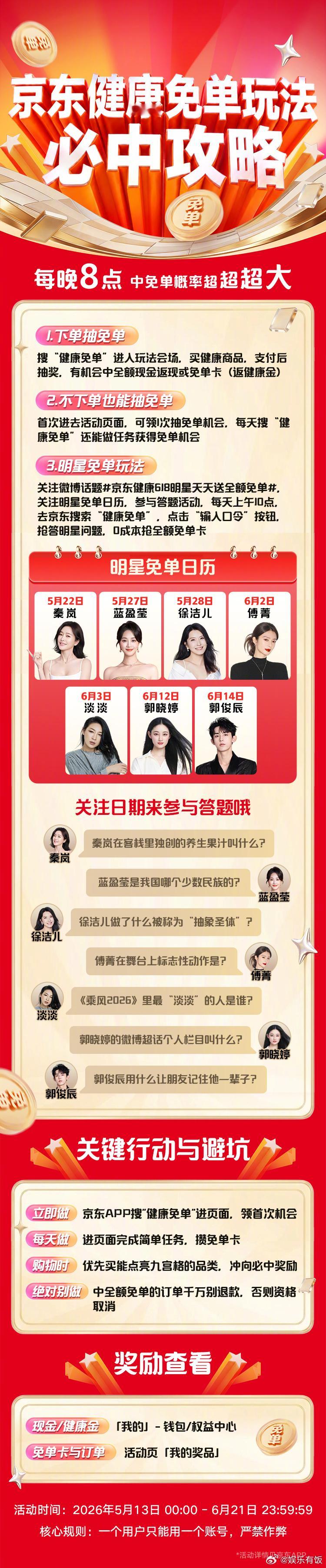 📋 京东健康618免单必中攻略，收藏这一条就够了！✅ 下单抽：买健康商品支付后