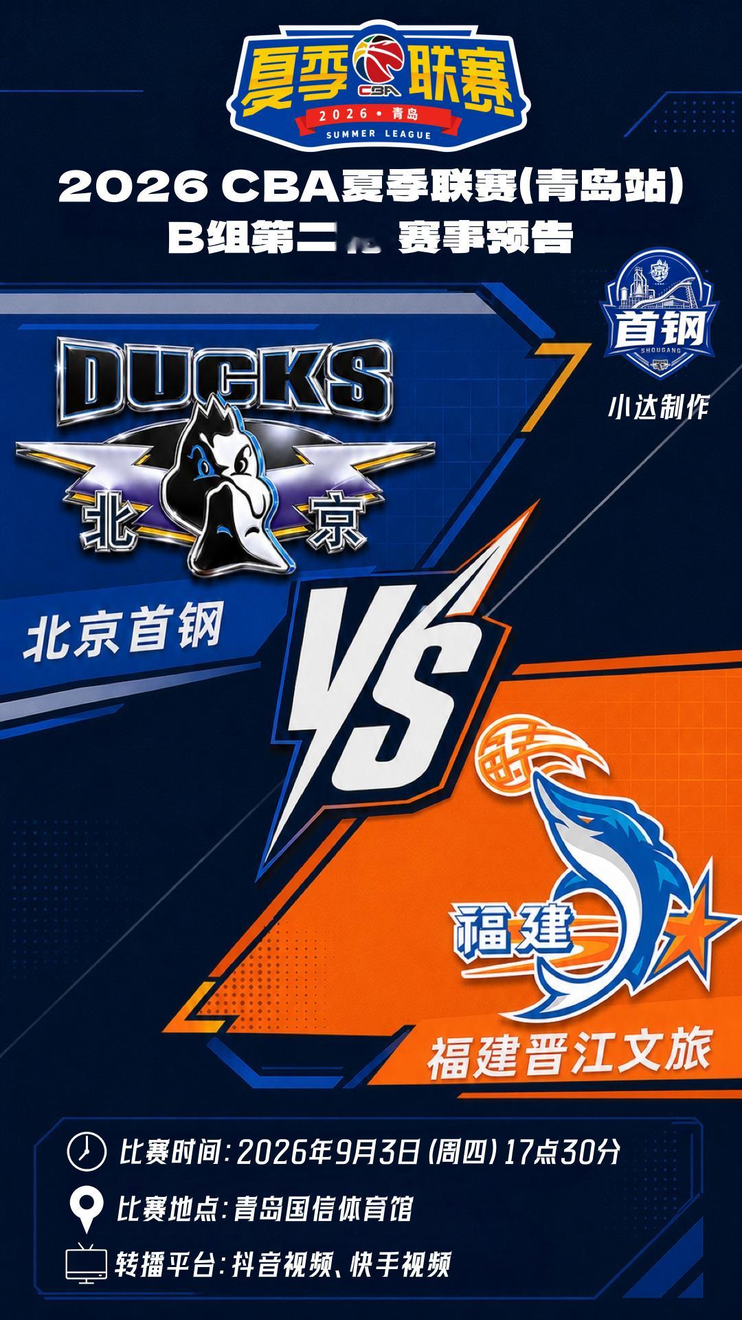 💙【夏季联赛·赛事预告】🔵B组第二轮，还是下午5点半，别忘记【图1】小组积分