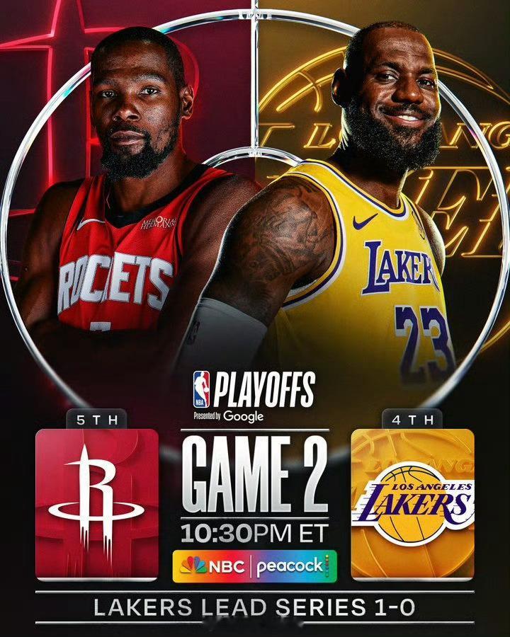 双方首发阵容，杜兰特回归！火箭vs湖人