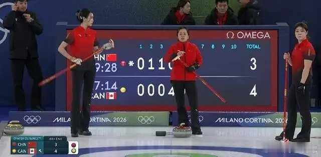 中国冰壶女队5-10不敌加拿大，目前2胜3负2月16日，米兰冬奥女子冰壶循环赛中