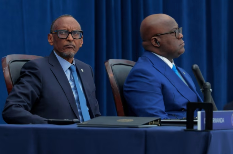 #卢旺达与刚果金签署和平协议# 【特朗普撮合签协议，卢旺达、刚果（金）两国总统连