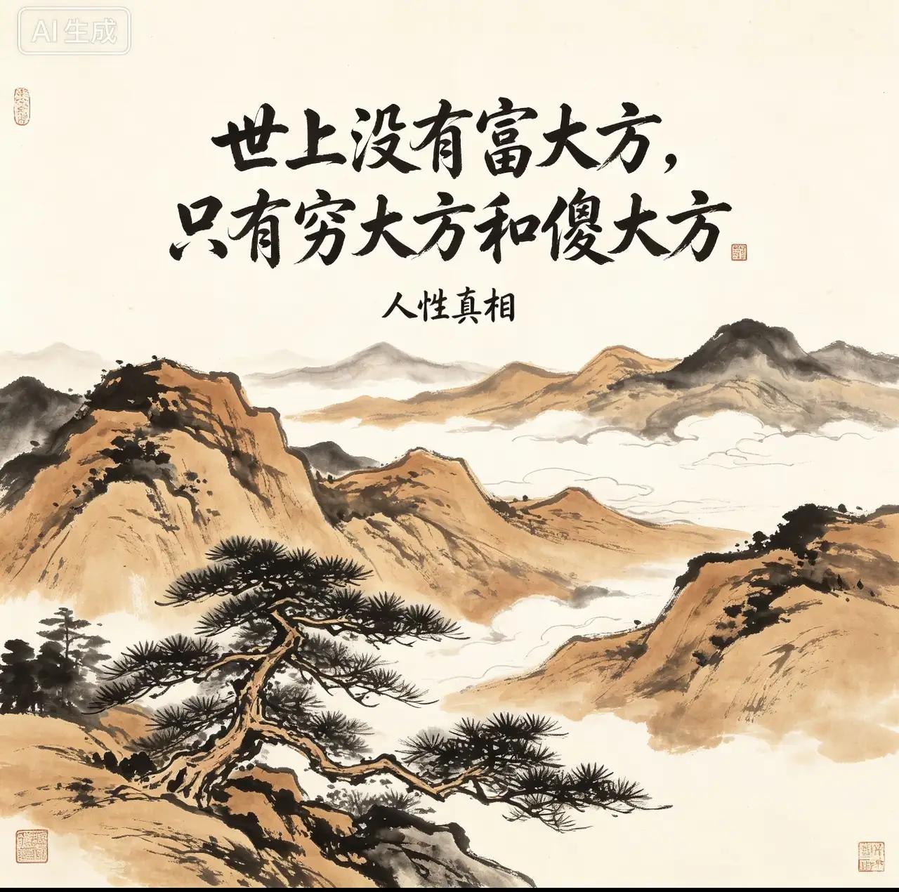 穷大方，是给自己挖的坑

老李是村里出了名的"大方人"。谁家办事，他必到场；谁家